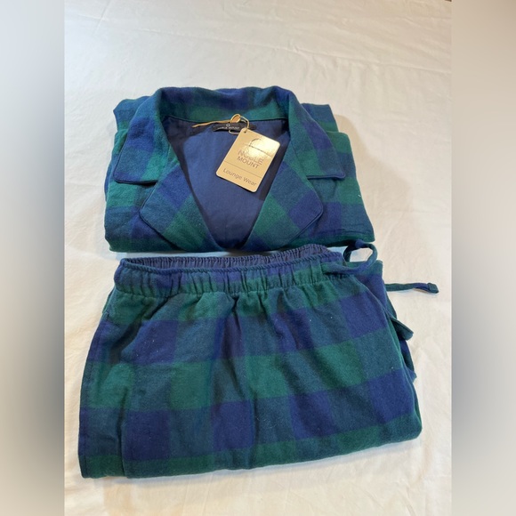 Royal Mount Flannel Pajamas Set Men’s 2XL Blue Green Checkered Button down top - Picture 2 of 14
